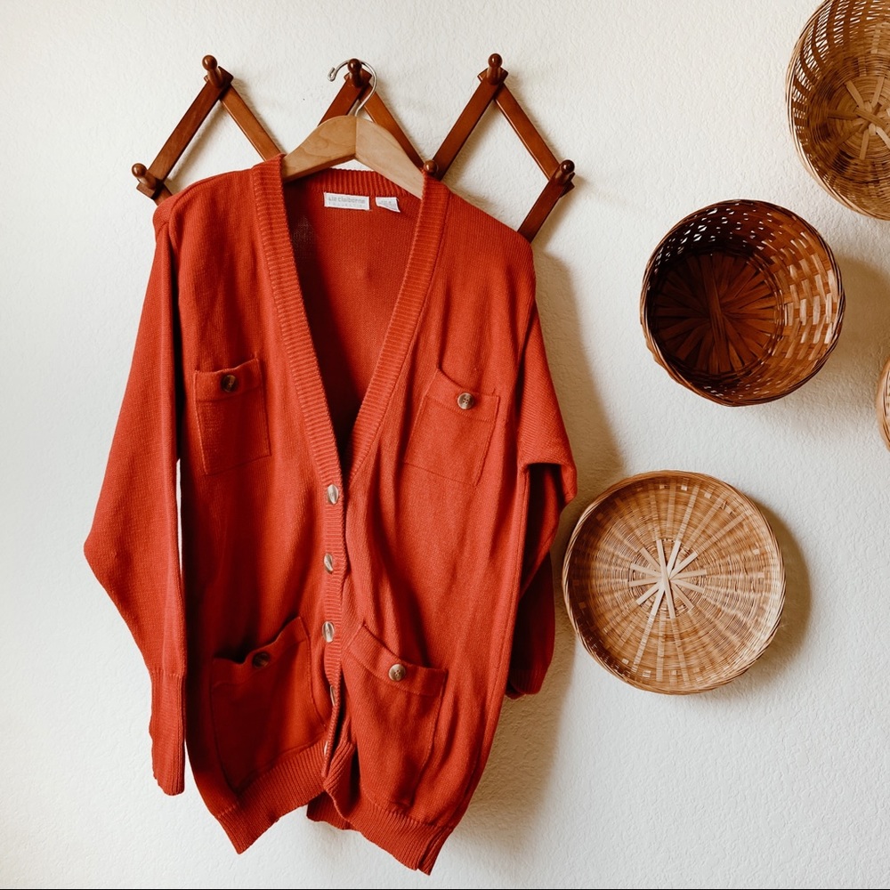 Liz Claiborne Red Button Down Cardigan Sweater
